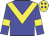 Big-blue body, yellow chevron, big-blue arms, yellow armlets, yellow cap, big-blue diamonds