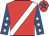 Red, white sash, royal blue sleeves, white stars, red cap, royal blue star