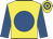 Yellow, royal blue disc & sleeves, hooped cap