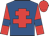 royal blue, red cross of lorraine, royal blue armlets on red sleeves, red cap