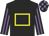 Black, yellow hollow box, black and mauve striped sleeves, check cap