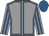 Grey, royal blue seams, striped sleeves, royal blue cap