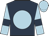 Dark blue, light blue disc, light blue sleeves, dark blue armlets, light blue cap