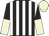 Black and white stripes, black and beige halved sleeves, beige cap