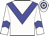 White body, blue chevron, white arms, blue chevron, white cap, blue hooped