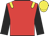 Red body, yellow epaulettes, black arms, yellow cap