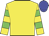 Yellow body, yellow arms, green hooped, blue cap