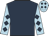 Dark blue, light blue arms, dark blue diamonds, light blue cap, dark blue diamonds