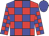 Red body, blue checked, red arms, blue checked, blue cap