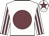 White body, garnet disc, white arms, garnet striped, white cap, garnet star