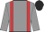Grey body, red braces, grey arms, black cap