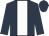 Dark blue, white stripe