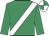 Emerald green, white sash, quartered cap