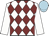 White & maroon diamonds, white sleeves, light blue cap