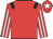Red, black epaulets, red and white striped sleeves, red cap, white star