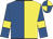 Royal blue and yellow (halved), royal blue sleeves, yellow armlets, quartered cap