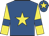 Royal blue, yellow star, yellow sleeves, royal blue armlets, royal blue cap, yellow star