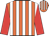 Orange and white stripes, red sleeves