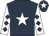 Dark blue, white star, white sleeves, dark blue diamonds, dark blue cap, white star