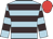 Light Blue, Brown hoops, Red cap