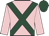Pink, dark green cross belts, dark green cap