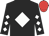 Black, white diamond, diamonds on sleeves, red cap