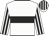 White, black hoop, striped sleeves and cap
