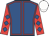 Royal blue, red seams, red sleeves, royal blue diamonds, white cap