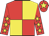 Red body, yellow quartered, red arms, yellow stars, red cap, yellow star