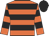 Orange body, black hooped, orange arms, black hooped, black cap