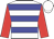 White body, blue hooped, red arms, white cap