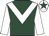 Dark green, white chevron & sleeves, white cap, dark green star
