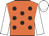 Orange, black spots, white sleeves & cap