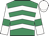 Emerald green & white chevrons, white sleeves, emerald green armlet, white cap