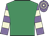 Emerald green, mauve & beige hooped sleeves & cap