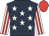 Dark blue, white stars, white sleeves, red stripes and cap