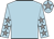 Light blue, grey stars on sleeves, light blue cap, grey star