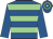 Royal blue, light green hoops, royal blue sleeves