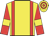 Yellow, red braces, red sleeves, yellow armlets, yellow and red hooped cap