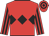 Red, black triple diamond, striped sleeves, hooped cap