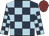Dark blue and light blue check, maroon cap
