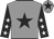 Grey, black star, black sleeves, white stars, grey cap, black star