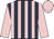 Dark blue and pink stripes, pink sleeves and cap