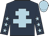 Dark blue, light blue cross of lorraine, light blue stars on sleeves, light blue cap