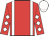 Red, white braces, white diamonds on sleeves, white cap