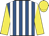Royal blue and white stripes, yellow sleeves and cap