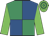 Royal blue & emerald green quartered, green sleeves, hooped cap