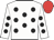 White, black spots, red cap