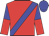 Red, blue sash, blue and red halved sleeves, blue cap