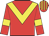 Red, yellow chevron, armlets and striped cap